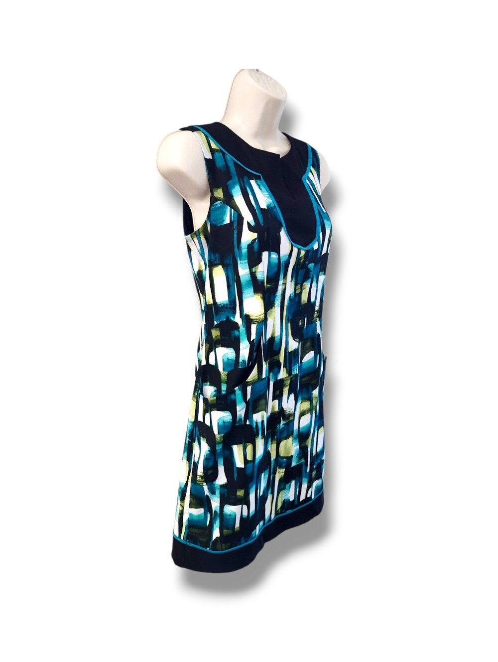 AGB Vintage Sleeveless Geometric Shift Dress w/ Pockets  | 6 - Picture 2 of 9